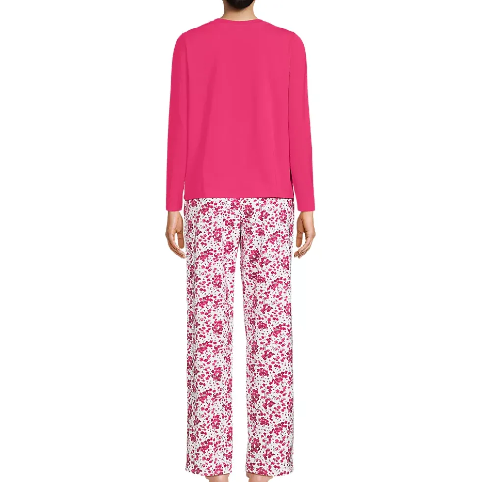 Women's Knit 2 Piece Pajama Set - Long Sleeve Top and Pants