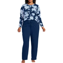Women's Knit 2 Piece Pajama Set - Long Sleeve Top and Pants