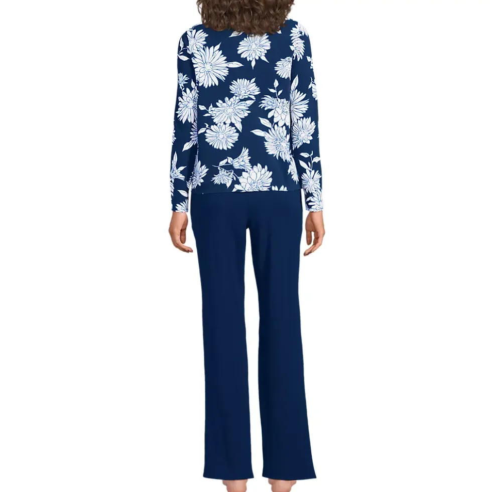 Women's Knit 2 Piece Pajama Set - Long Sleeve Top and Pants