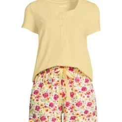 Women's Knit 2 Piece Pajama Set - Short Sleeve Top and Shorts