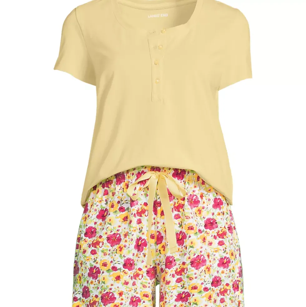 Women's Knit 2 Piece Pajama Set - Short Sleeve Top and Shorts