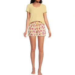 Women's Knit 2 Piece Pajama Set - Short Sleeve Top and Shorts