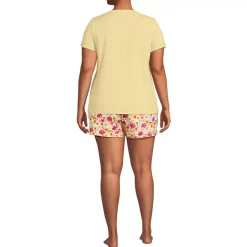 Women's Knit 2 Piece Pajama Set - Short Sleeve Top and Shorts