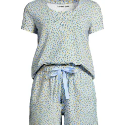 Women's Knit 2 Piece Pajama Set - Short Sleeve Top and Shorts