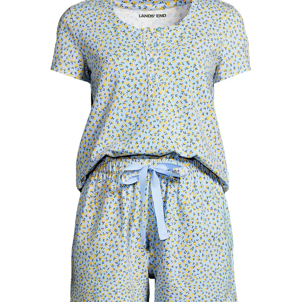 Women's Knit 2 Piece Pajama Set - Short Sleeve Top and Shorts