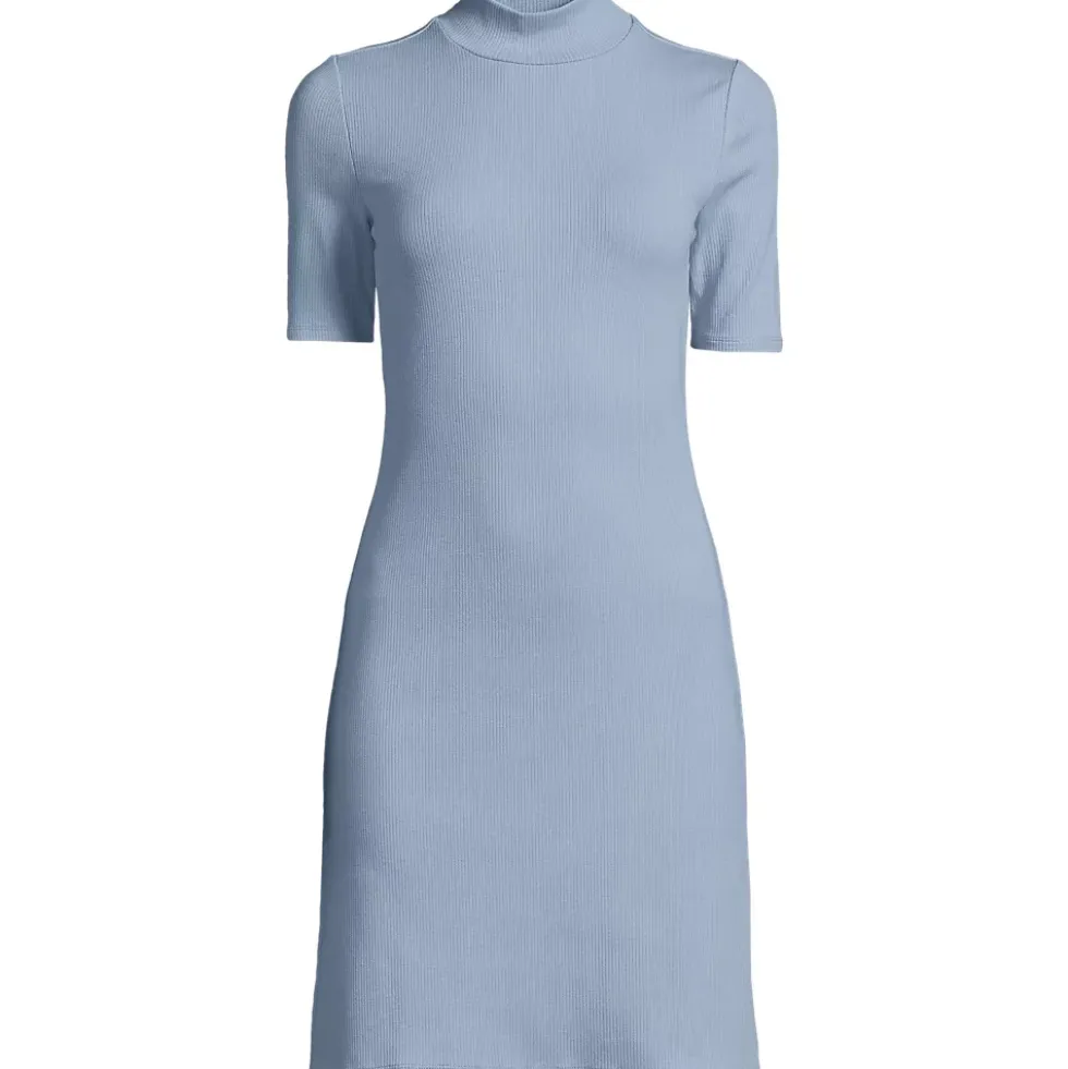 Women's Knit Rib Mock Neck Dress