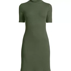 Women's Knit Rib Mock Neck Dress
