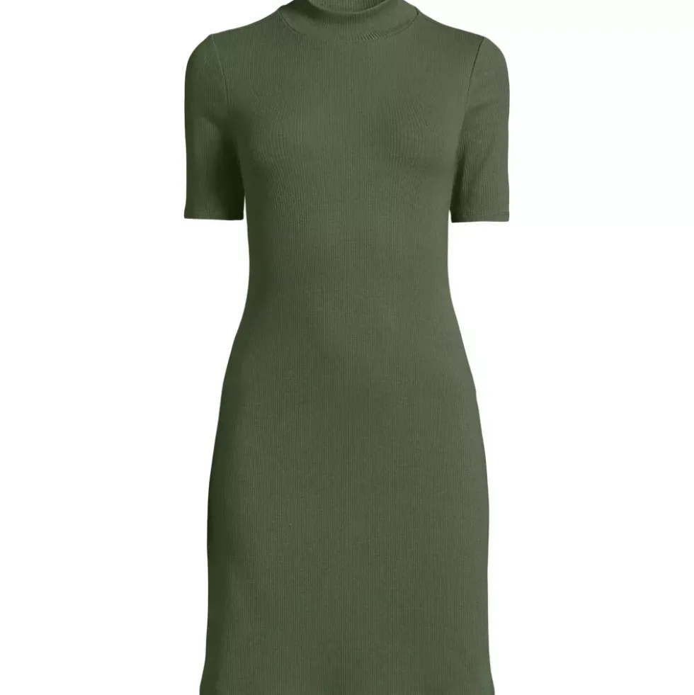 Women's Knit Rib Mock Neck Dress