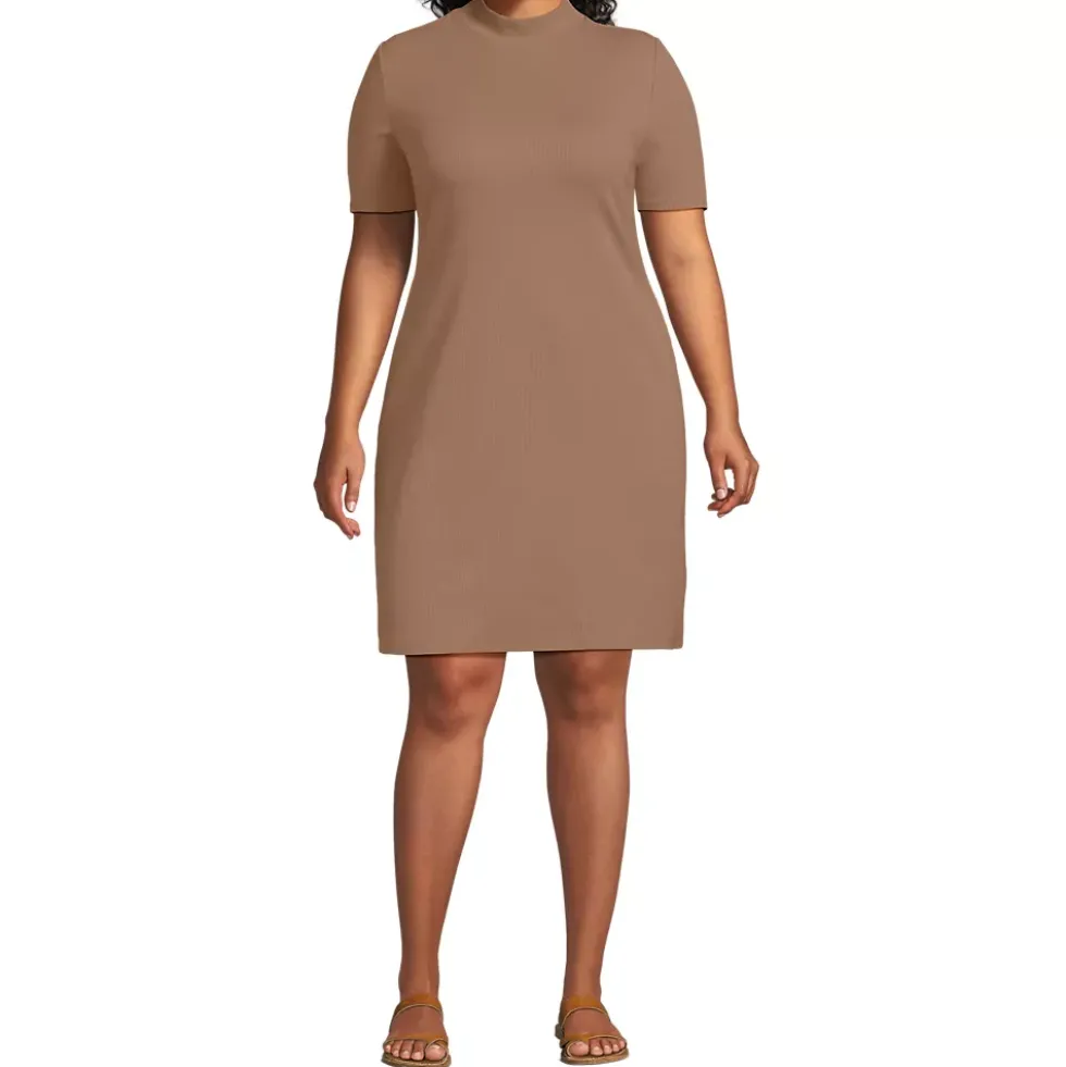 Women's Knit Rib Mock Neck Dress
