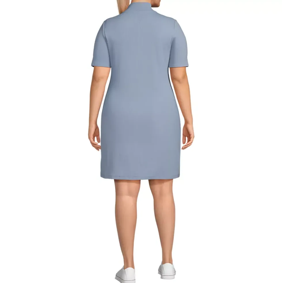 Women's Knit Rib Mock Neck Dress