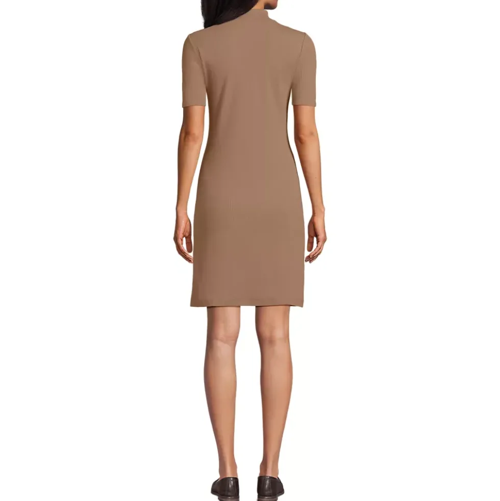 Women's Knit Rib Mock Neck Dress