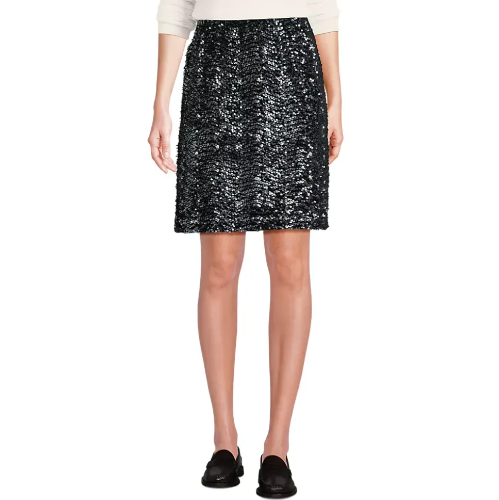 Women's Knit Velvet Sequin Above the Knee Skirt