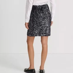 Women's Knit Velvet Sequin Above the Knee Skirt