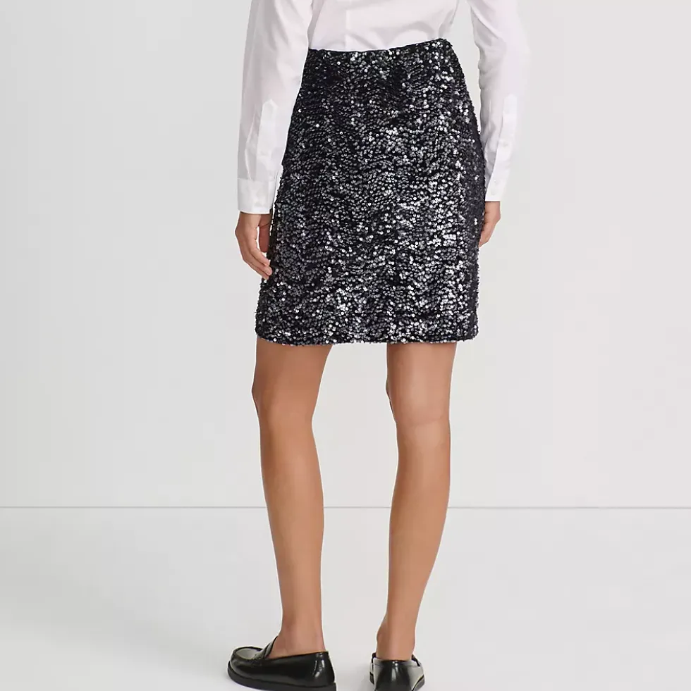 Women's Knit Velvet Sequin Above the Knee Skirt
