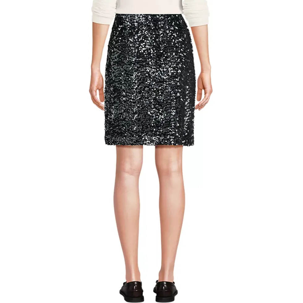 Women's Knit Velvet Sequin Above the Knee Skirt