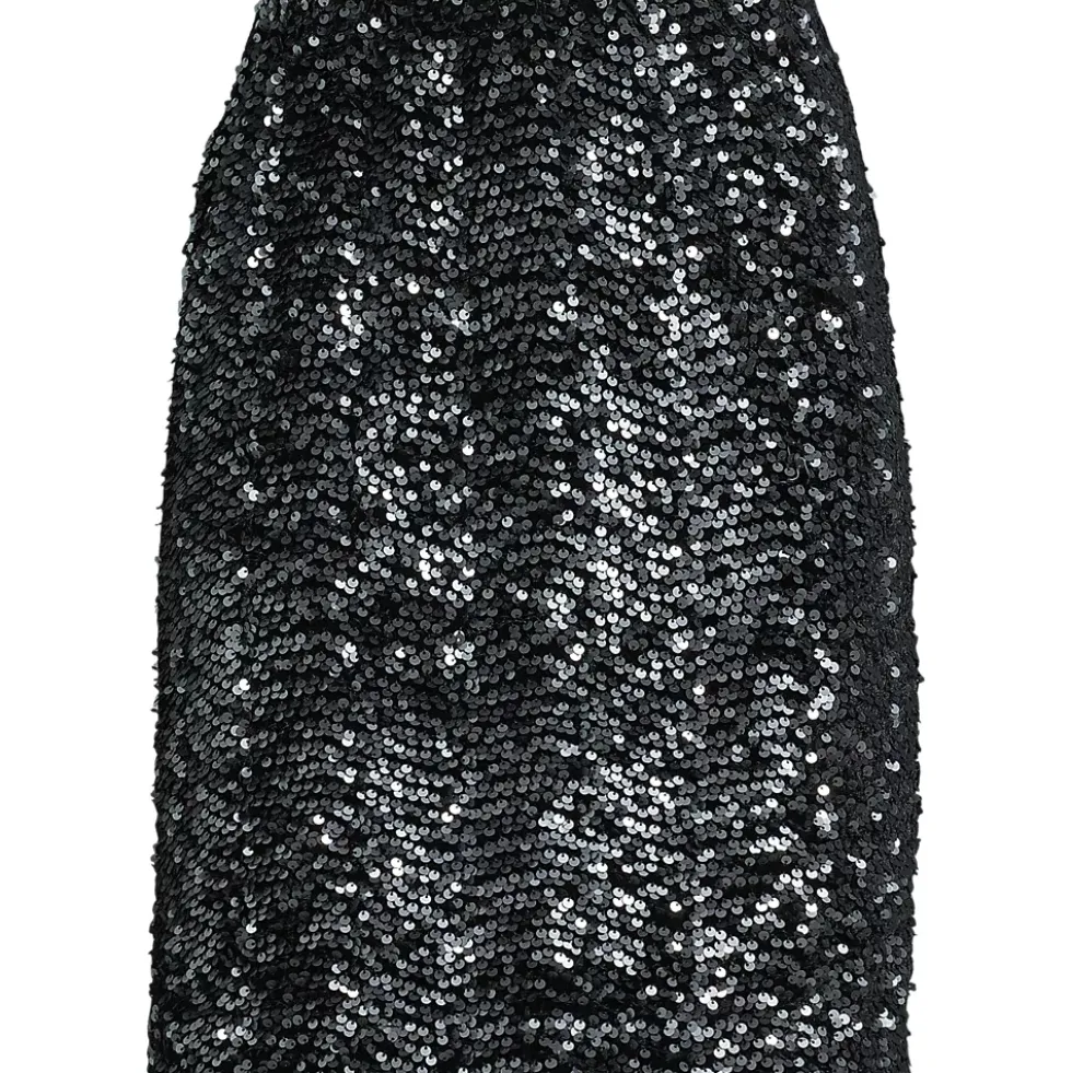 Women's Knit Velvet Sequin Above the Knee Skirt