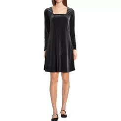 Women's Knit Velvet Square Neck Dress