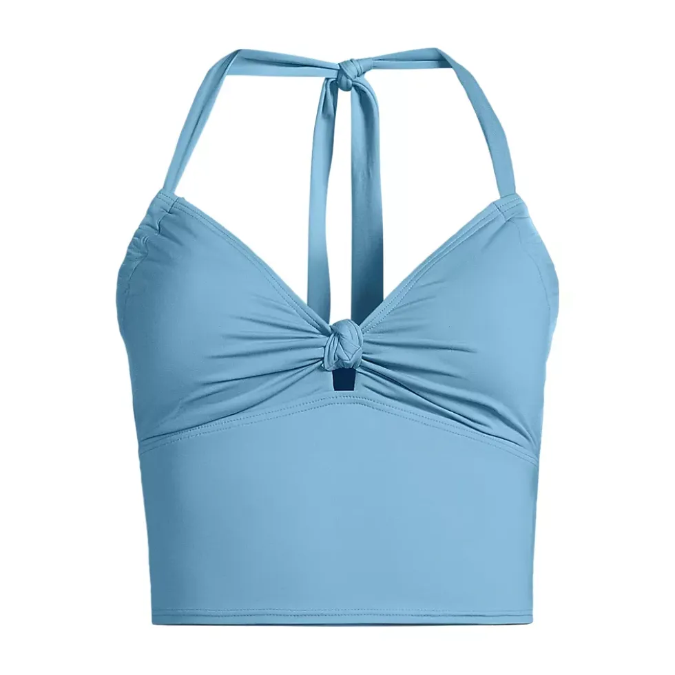 Women's Knot Front Halter Tankini Swimsuit Top