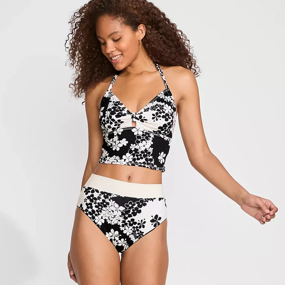 Women's Knot Front Halter Tankini Swimsuit Top