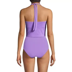 Women's Knot Front Halter Tankini Swimsuit Top