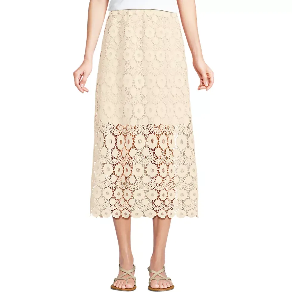Women's Lace Overlay Midi Skirt
