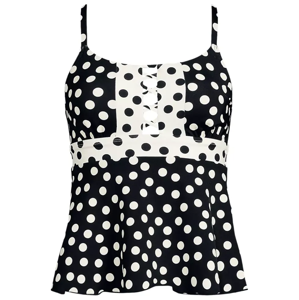 Women's Lace-up Flutter Tankini Swimsuit Top
