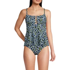 Women's Lace-up Flutter Tankini Swimsuit Top