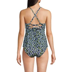 Women's Lace-up Flutter Tankini Swimsuit Top