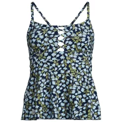 Women's Lace-up Flutter Tankini Swimsuit Top
