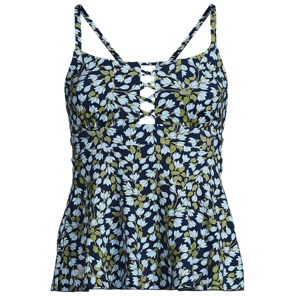 Women's Lace-up Flutter Tankini Swimsuit Top
