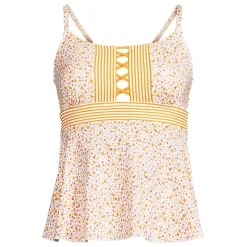Women's Lace-up Flutter Tankini Swimsuit Top
