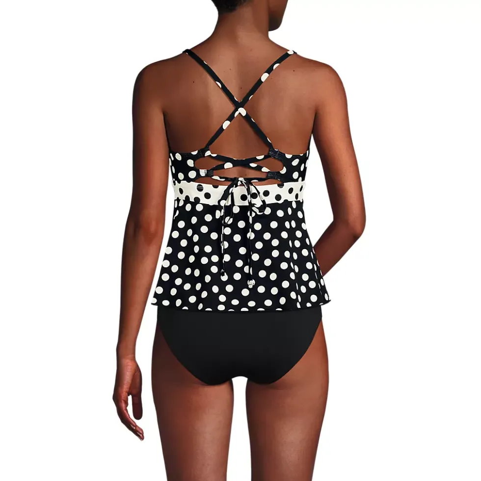 Women's Lace-up Flutter Tankini Swimsuit Top
