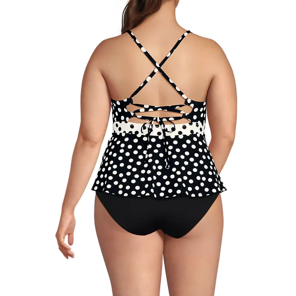 Women's Lace-up Flutter Tankini Swimsuit Top
