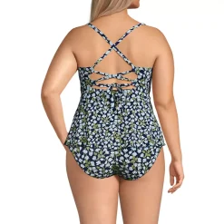 Women's Lace-up Flutter Tankini Swimsuit Top