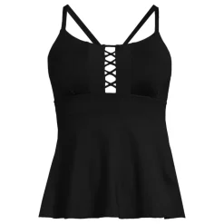 Women's Lace-up Flutter Tankini Swimsuit Top