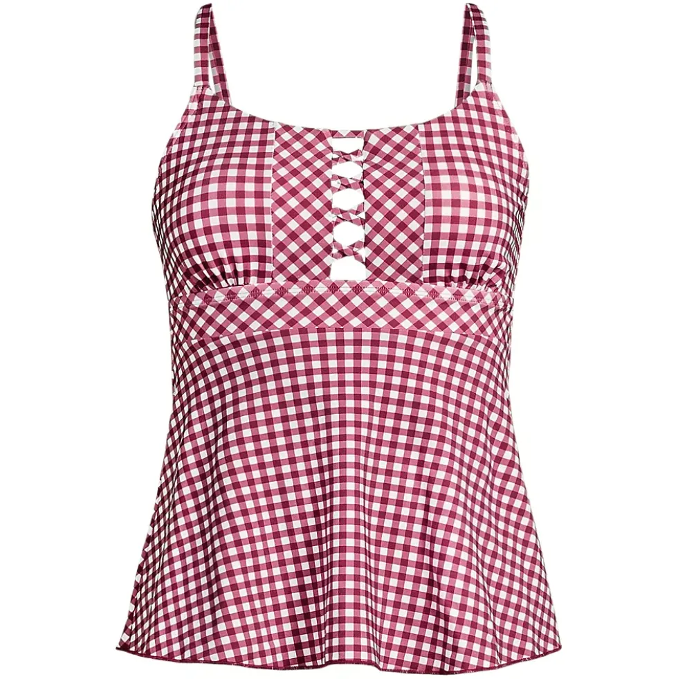 Women's Lace-up Flutter Tankini Swimsuit Top