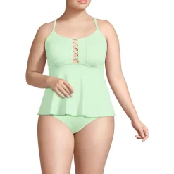 Women's Lace-up Flutter Tankini Swimsuit Top