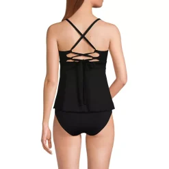 Women's Lace-up Flutter Tankini Swimsuit Top