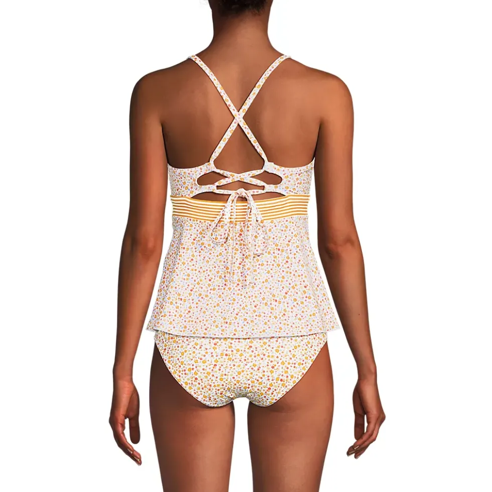 Women's Lace-up Flutter Tankini Swimsuit Top