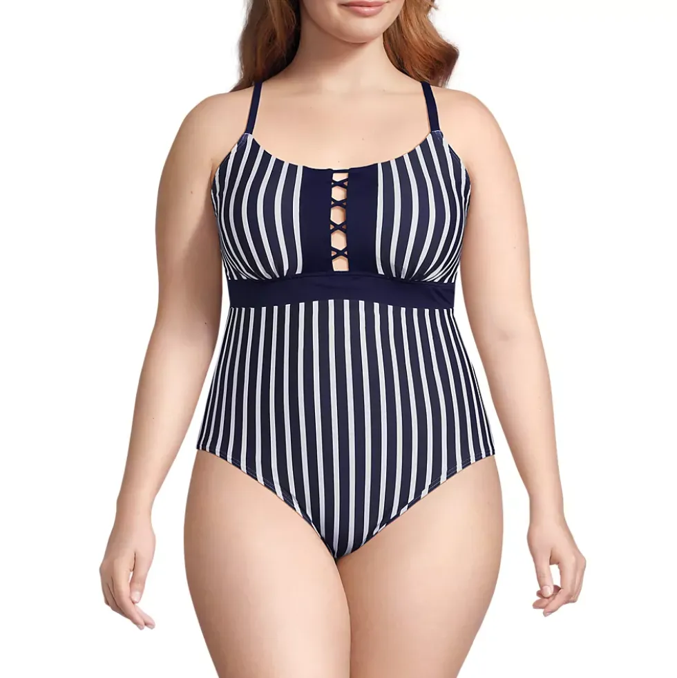 Women's Lace Up One Piece Swimsuit