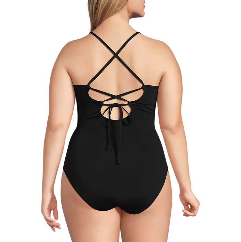 Women's Lace Up One Piece Swimsuit