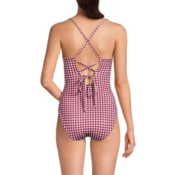 Women's Lace Up One Piece Swimsuit