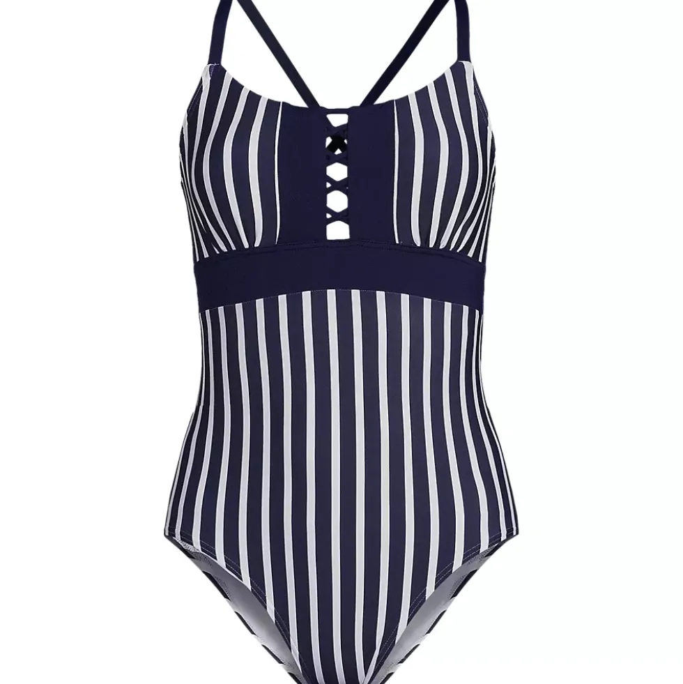Women's Lace Up One Piece Swimsuit