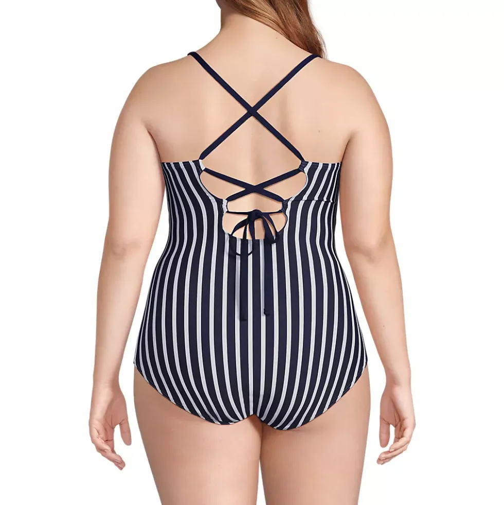 Women's Lace Up One Piece Swimsuit