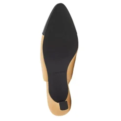 Women's Leather Slingback Cap Toe Kitten Heels