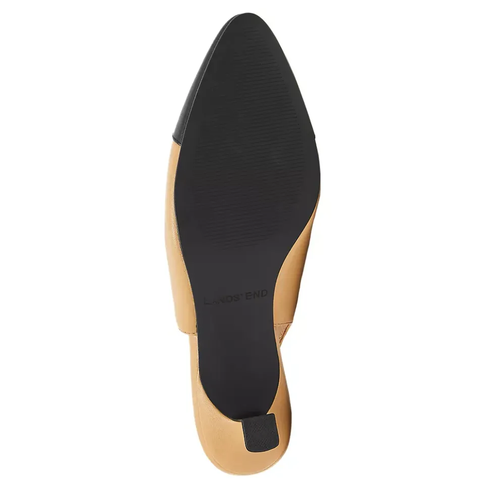 Women's Leather Slingback Cap Toe Kitten Heels