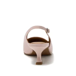 Women's Leather Slingback Cap Toe Kitten Heels