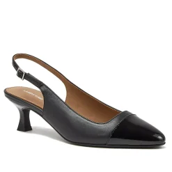 Women's Leather Slingback Cap Toe Kitten Heels