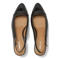 Women's Leather Slingback Cap Toe Kitten Heels