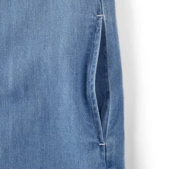 Women's Light Weight Denim Long Sleeve Button Front Shirt Dress